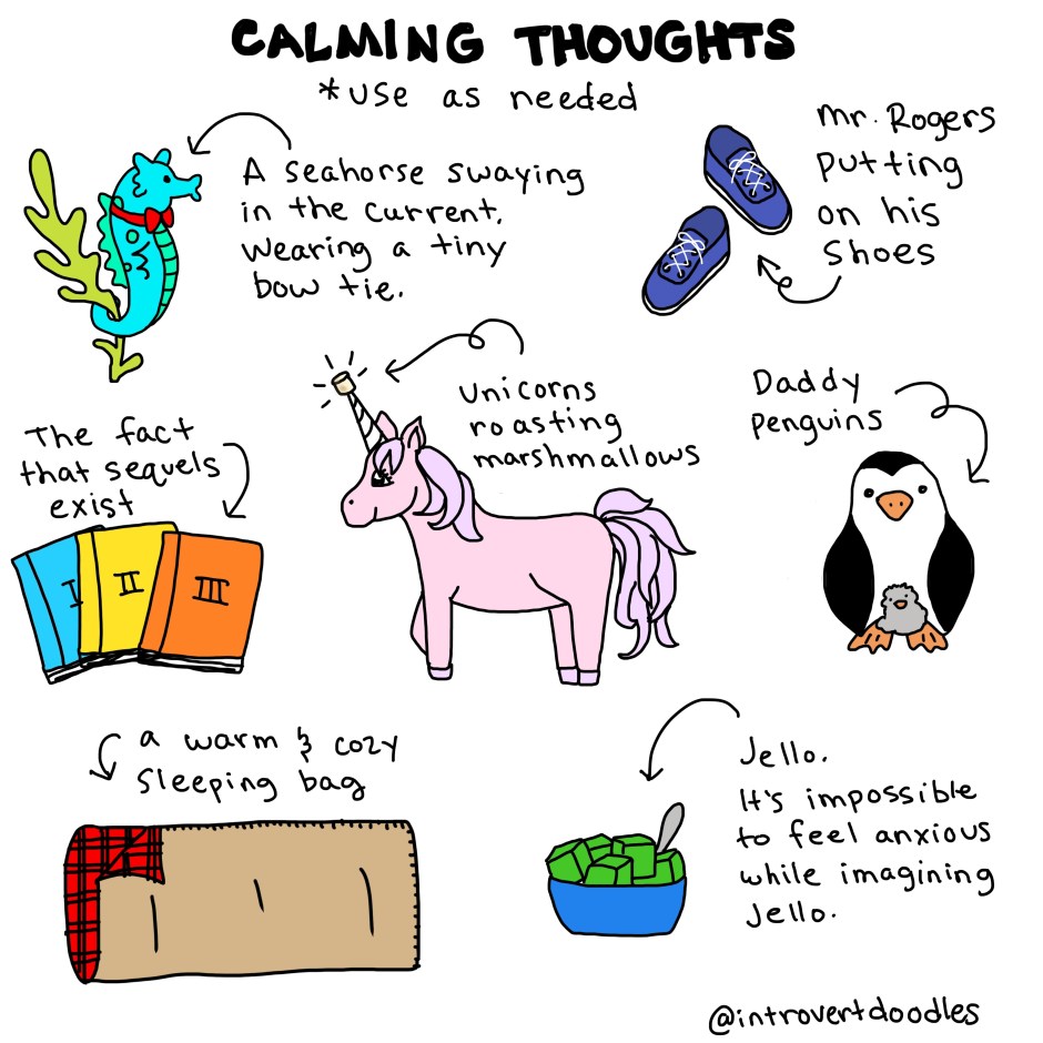 calming thoughts - marzi, introvert doodles